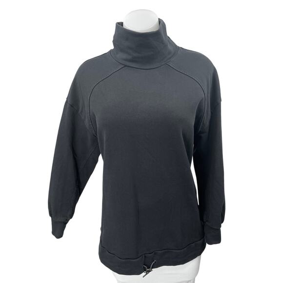 Varley Women's Black Long Sleeve Turtleneck Drawstring Sweatshirt Sweater Top S